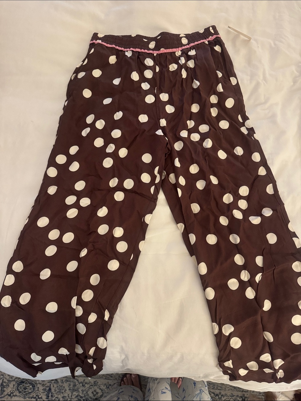 Kids Brown Polka Dot Pajama Pants - White Dots
